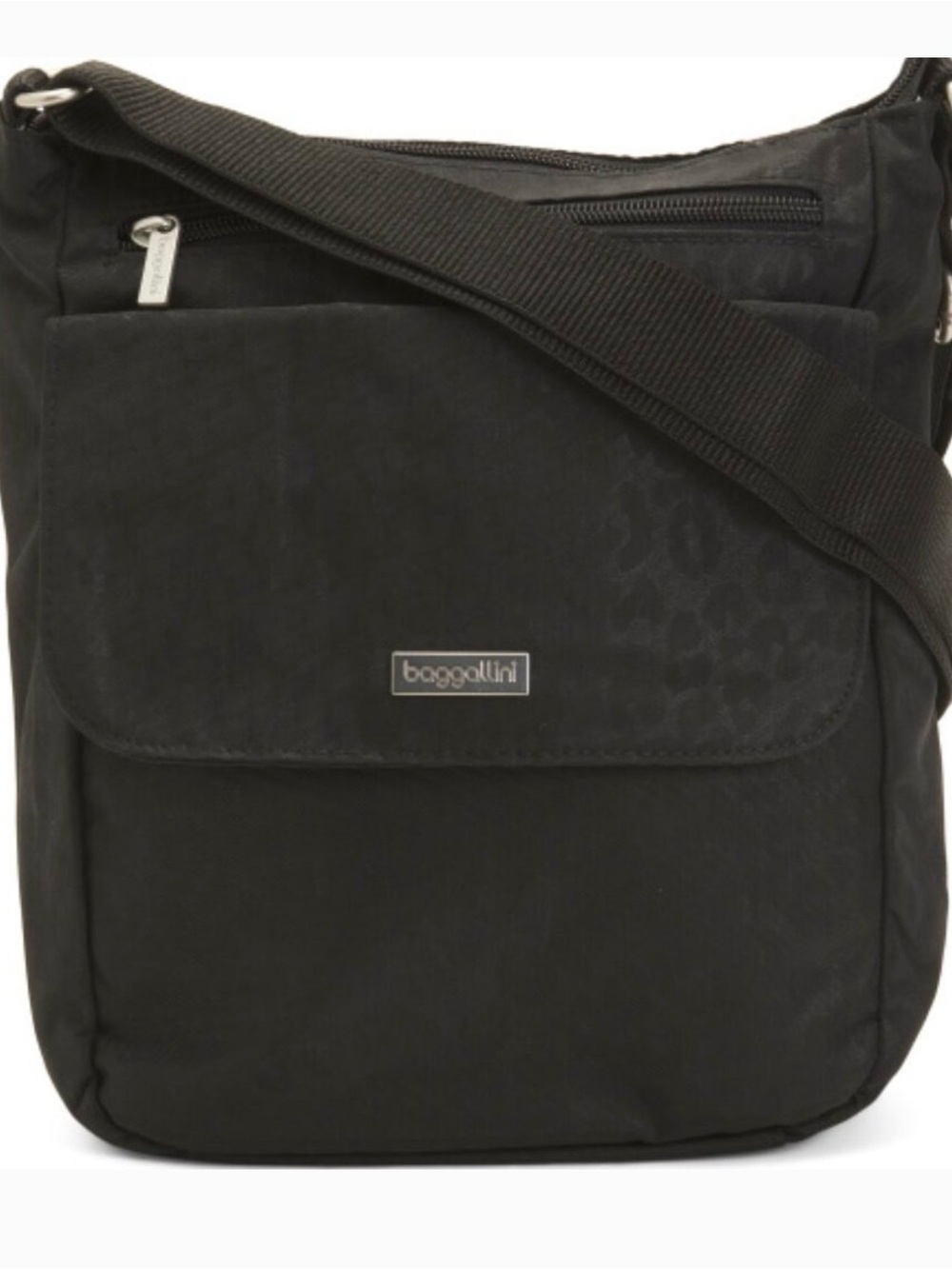 Baggallini Black Men's Crossbody Messenger Bag with Flap - Picture 1 of 5
